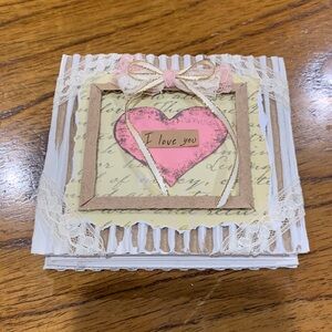 Handmade Love small photo album with Pink Heart and Lace